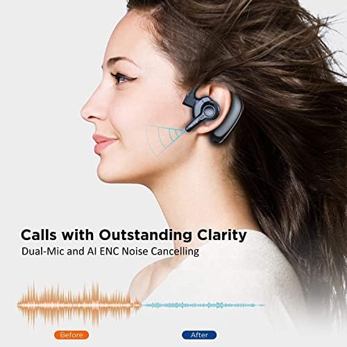 Emosal Dual-Mic AI Ukidanje buke Bluetooth slušalice za mobitele, 10 dana u pripravnosti 30 sati HD Talktime Bluetooth Eaceice IPX6