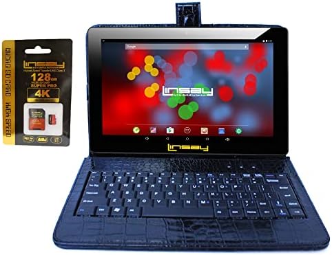 Linsay 10.1 1280x800 IPS 32GB Android 11 tablet s crnom tipkovnicom u stilu krokodila i 128 GB Micro SD kartica