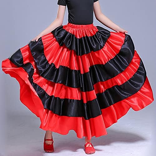 Dame djevojke Kids Crveni/Crni slojevi suknja za ciganski trbuh španjolski bik Performans Dance meksiko balet folklorico kostim