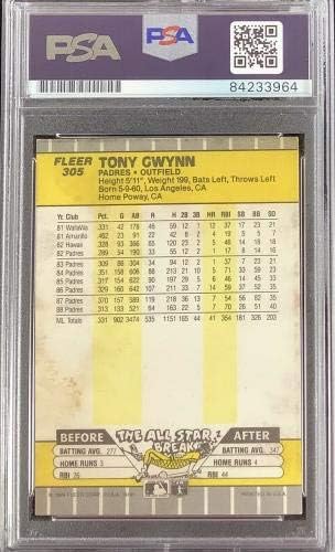 Tony Gwynn potpisao 1989. Fleer 305 bejzbol kartica Padres Hof Autograf PSA/DNA - Kartice s autogramima s bejzbolom