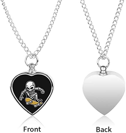Ogrlica s urnom s lubanjom za skejtbord za pepeo personalizirana ogrlica od srca, nakit za kremiranje kućnih ljubimaca, spomen privjesak