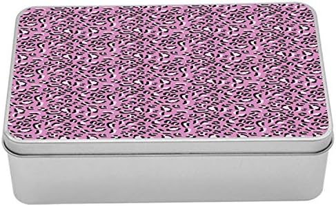 Ambsonne Leopard Metal Box, grupa kože za ispis pozadine ženstvene grafičke grafičke grafičke, višenamjenski pravokutni spremnik s