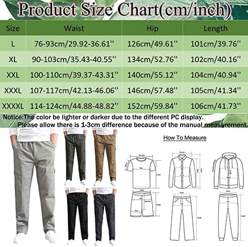 SgaoGew muški casual teretni hlače rade ležerne teretne hlače od srednjeg struka zelena puna dužina džepna patentna zatvarača hlače