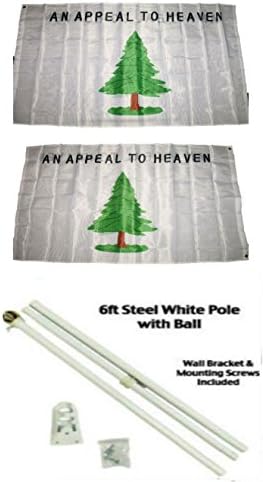 Apel na nebo svijetlo zeleno 3'x5 'Polyester 2 Ply dvostrana zastava s 6' bijelom zastavom Pole komplet s kuglicama Topper