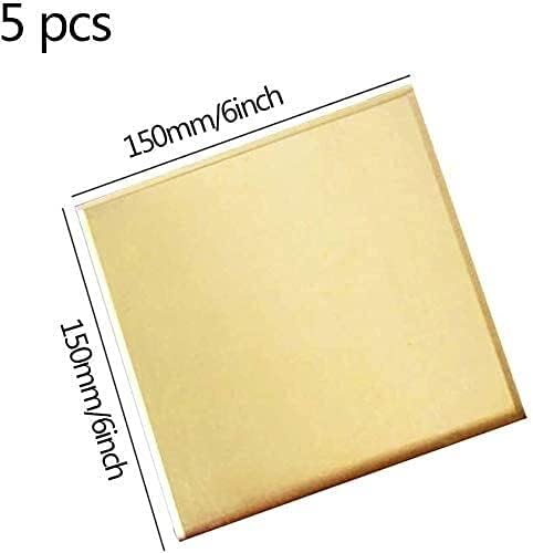 Mesingana ploča bistrih bakrenih limova Folija mesingani lim razni obrti 150,150 mm / 6,6 inča, 5 kom mesingana ploča metalna folija