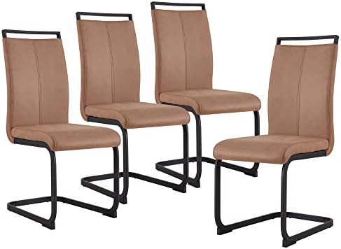 set stolica za blagovanje od 4 komada, moderne kuhinjske metalne stolice s podstavljenim sjedalom od PU kože, visokim naslonom i izdržljivim