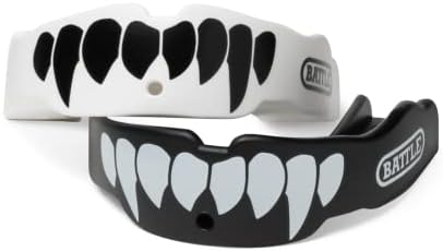 Battle Fangs nogometni štitnik za usta - sportski čuvar usta s uklonjivim remenom - Zaštitnici se uklapa sa ili bez nosača na zubima