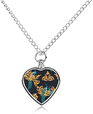 Akvarel Paun Zlatni uzorak urna ogrlica za kućne ljubimce personalizirani držač pepela srce privjesak za uspomenu spomen nakit po mjeri