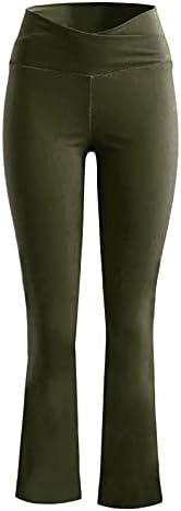 Yoga hlače za žene crossover visoki struk s nogavicama s paketima trbuha Kontrola zvonastih dna bootcut hlače za vježbanje gamaša