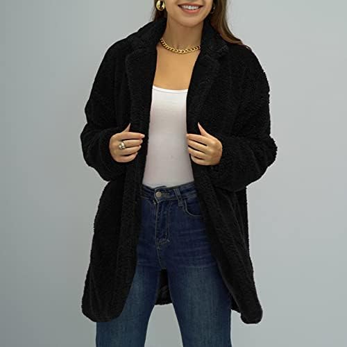 Ženski flis kardigan kaput moda topli gumb dugih rukava dolje labav džepni plišani bluza bluza