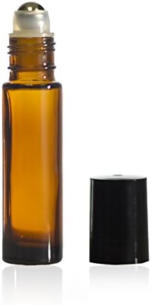 10 ml jantarnog staklenog rola na boci s kuglom od nehrđajućeg čelika i BPA bez crnih kapeta