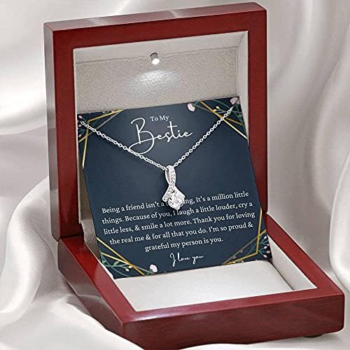 Nakit za poruke, ručno izrađena ogrlica- Personalizirani poklon Petit vrpca, poklon za bestie ogrlicu za rođendansku karticu za najbolju