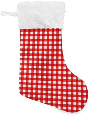 Božićne čarape crno crvena provjerena karirana bijela plišana manžetna Mercerized Velvet Family Holiday Personalizirana velika čarapa