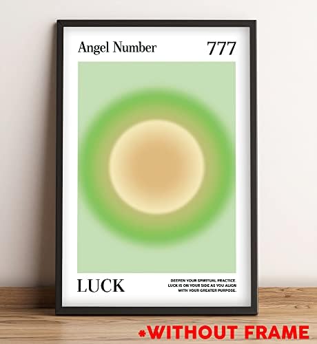 Teevoke 12x18- Anđeoski broj 777 Plakat, Luck, Aura Portaneb, Djevojka fotografija Poziva kutovi, tiskani gradijent aure, ponavljajući