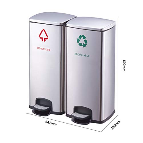 Kontejner za reciklažu unutarnji kontejneri Dvokomorni spremnik za reciklažu, brušeni nehrđajući čelik, kuhinjske kante za reciklažu