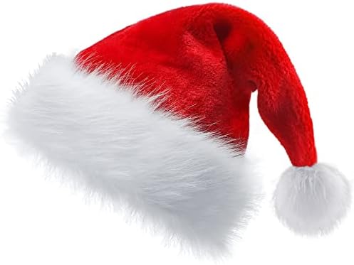 Šešir Djeda Božićnjaka za odrasle, veliki božićni blagdanski šešir s baršunastom podstavom za novogodišnju i božićnu zabavu, Crveni