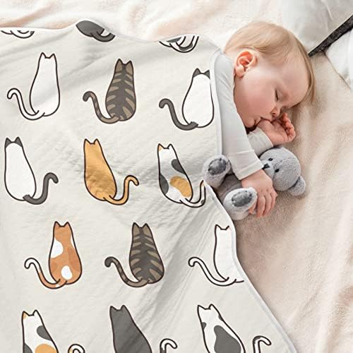Swaddle pokrivač sjedeći mačića leđa pamučna pokrivač za novorođenčad, prima pokrivač, lagana mekana pokrivača za krevetić, kolica,