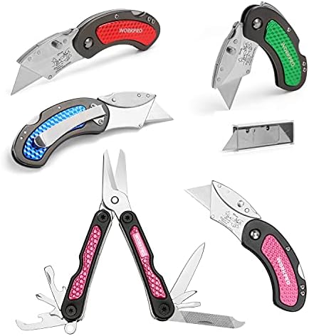 3-dijelni sklopivi sklopivi nož s mehanizmom za zaključavanje unatrag s dodatnim oštricama od 10 dijelova i ružičastim pomoćnim nožem