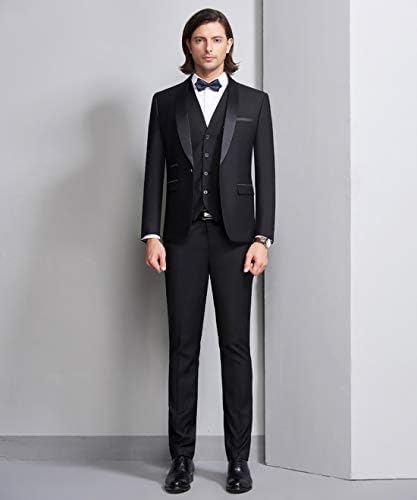 3-dijelno muško odijelo, rever sa šalom s jednim gumbom, zimska Tkanina, vrhunski ugrađeni smoking, prsluk, hlače i kravata, komplet