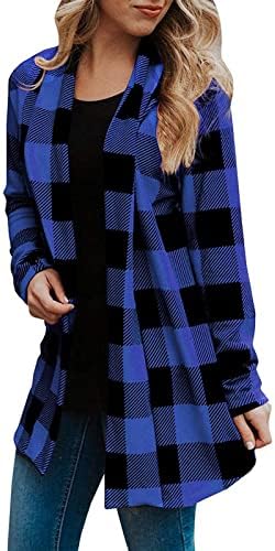 Ženska jesen zimska modna moda casual vrhovi karirana majica s dugim rukavima bluza kardigan kaput