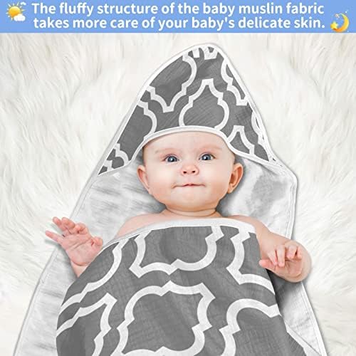 ručnik s kapuljačom s kapuljačom, quatrefoil geometrijski upijajući ručnik za kupanje, pamučni mekani ručnici za novorođenče za dojenčad