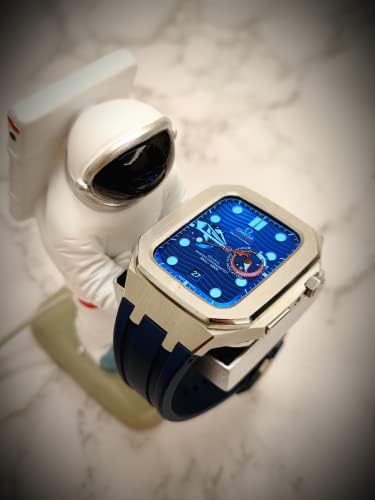 CNHKAU luksuzna modifikacija kućišta set za Apple Watch Band mod kit 42 mm 44 mm metalni čelični futrola s gumenom remenom correa za