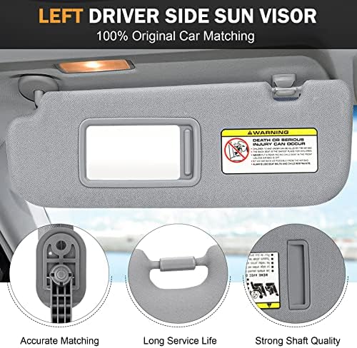 Tadamark lijevi vozač Side Sun Sun vizir za Hyundai Elantra 2011 2012 2013 2014 2014 Grey bez svjetla Zamijenite 852103X000TX