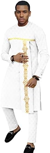 Bazin Riche African Tradicionalna odjeća Set za muškarce Dashiki print Dugi kaputi i Ankara hlače 2 komada odjeće