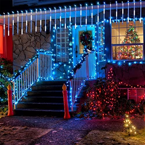 Ljlnion Meteor Svjetla za tuširanje, 12 inčni vanjski ikole Božićne lampice, 8 cijevi 288 LED iciclelights Snow Falling Svjetla, spojena