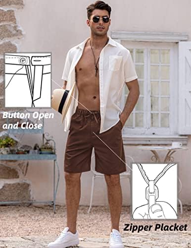 COOFANDY muški posteljina kratka elastična struka crtanja povremene ljetne kratke hlače