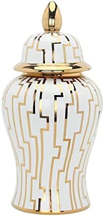 Fenteer đumbir staklenka, staklenka za odlaganje čaja od đumbira s poklopcem Moderni keramički središnji komad cvjetne vaze porculanska