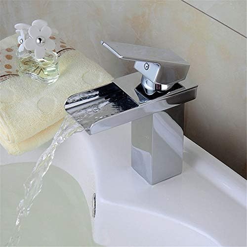 Xyyxdd Moderni kromirani kvadratni vodopad izlaz Topla i hladna voda Keramički ventil s jednim rukom jednostruka ručka slavina kupaonice