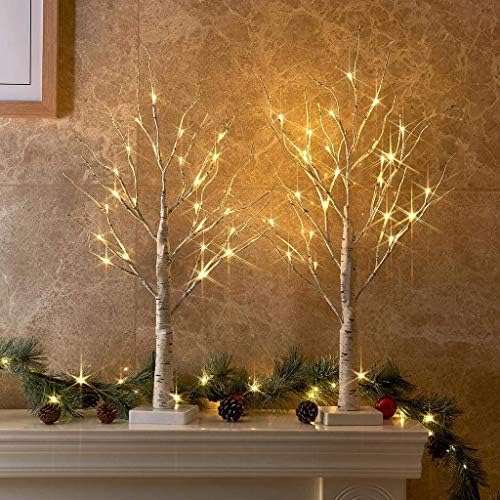 Vanthylit set od 2 2ft 24lt unaprijed osvijetljena stabla bijele breze i 3pk 30 smeđe osvijetljene grančice grančice