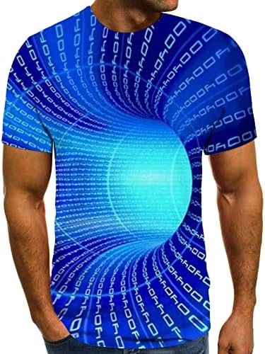 Majica za muške patchwork s kratkim rukavima 3D slom print pulover solidna boja blok majice majice creveck novitet vrhovi