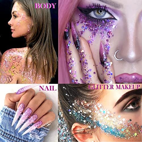 12 boja holografski masivni sjaj za tijelo, lice, šminka za oči, dizajn noktiju sjaj za kosu za karneval, zabavu, rave pribor za žene