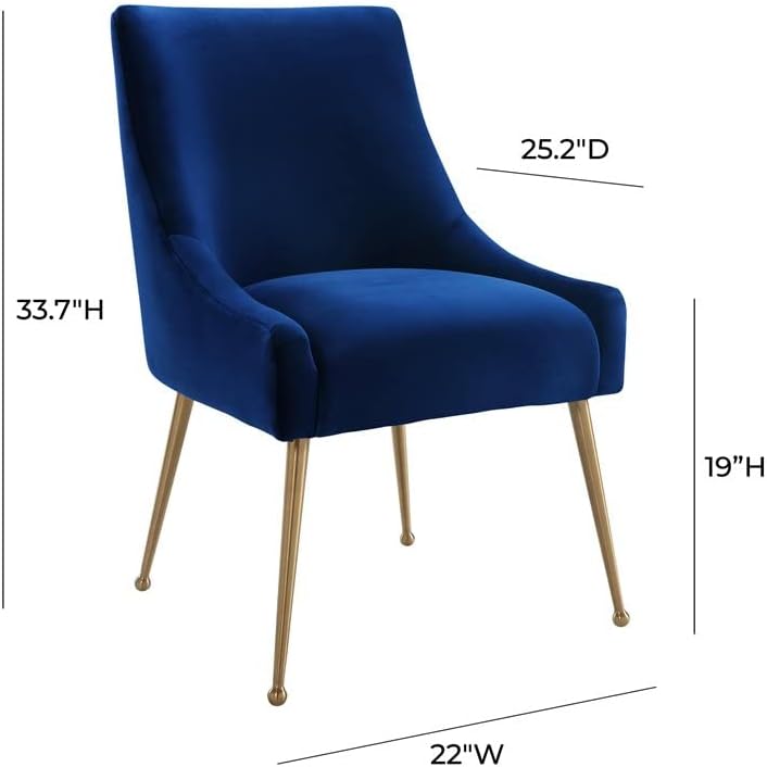 Namještaj za dnevni boravak iz kolekcije u modernom stilu, bočna stolica s baršunastim presvlakama u tamnoplavoj boji