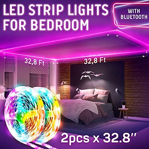 LED tračna svjetla za spavaću sobu 65,6 stopa duga promjenjiva boja LED traka s daljinskim upravljačem LED traka za zidni TV dekor