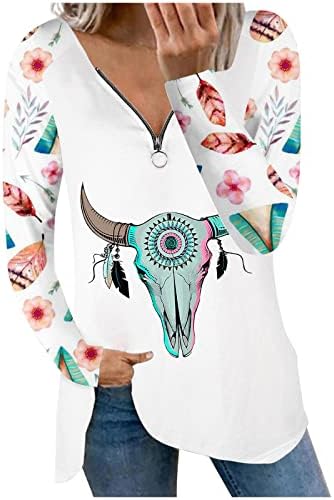 Ženske casual majice s patentnim zatvaračem u obliku slova a, vintage vrhovi s etničkim printom u aztečkom zapadnom stilu Plus size