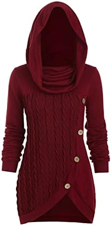 Ženski džemperi plus veličine O-Neck Dugi rukavi Čvrsti Botton Pachwork Asimetrični džemper