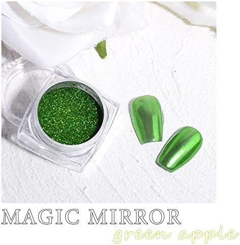 Apple Green Mirror holografski pigmentni puder sjajilo za nokte manikura ukras za nokte
