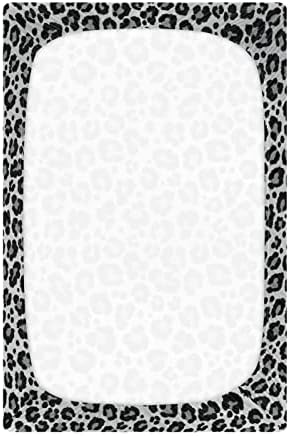 Alaza snježni leopard print sive jamce za krevetiće opremljene basinet list za dječake djevojčice mališani, standardna veličina 52