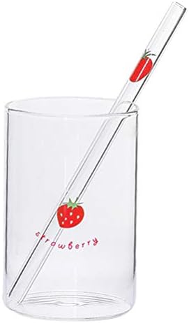 Doitool Glass Cup Borosilikate toplinski otporan mliječni voćni sok Spremnik vode sa slamom za kućni ured