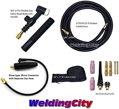 Zavarivanje 150-AMP WP-17FV TIG TIG zavarivanje TIG zavarivanje Kompletni paket s kablovskim crijevom od 25 metara i DINSE 35-50 kabel