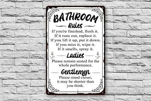 Smiješna pravila kupaonice potpisuju metalni limeni znak, molim vas ispiranje toaletnog znaka za vrata, stanite bliže, kraći nego što