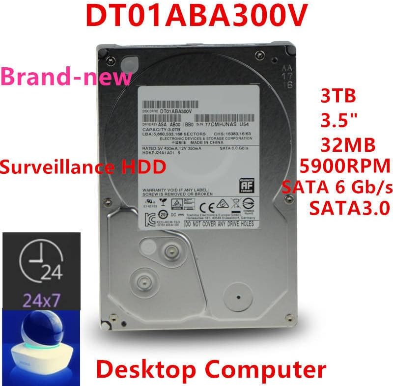 HDD za 3TB 3,5 SATA 6 GB/S 32MB 5900rpm za unutarnji HDD za NVR DVR nadzor HDD za DT01ABA300V