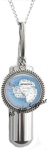 AllMapsupplier Modna kremacija urna ogrlica, antarktička karta urna, antarktička karta nakit, mapa južnog pola, antarktička map kremacija