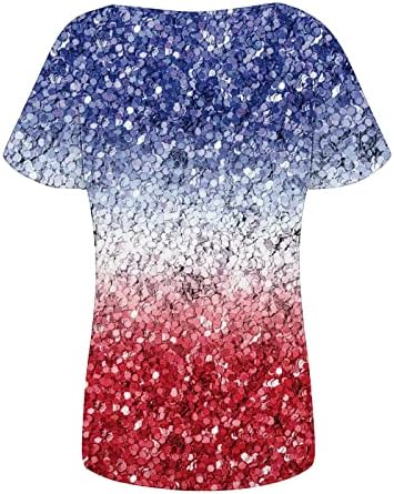 Zefotim četvrti srpanj košulje za žene 2023 kratki rukavi v vrat casual ljetni trendi američka zastava vrhovi bluze