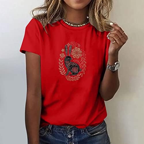 Uskrsne košulje za žene smiješna zeko grafička majica s kratkim rukavima Posada Slatki uskrsni odmor vrhovi tinejdžerke casual bluza