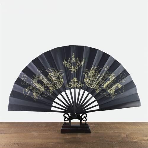 XIALON 1PC 33 cm ukrasi za dom vjenčanje kineski tiskani obožavatelj Zlatni zmaj svakodnevno Upotreba plesnog poklon Hand Fan