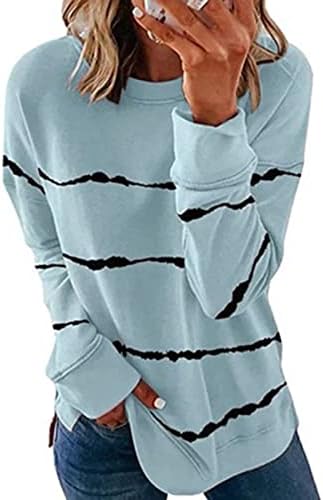 Kulywon žene za žene 2023 ležerne labave pruge dugih rukava proljetne udobne pulover tunice jesenska bluza